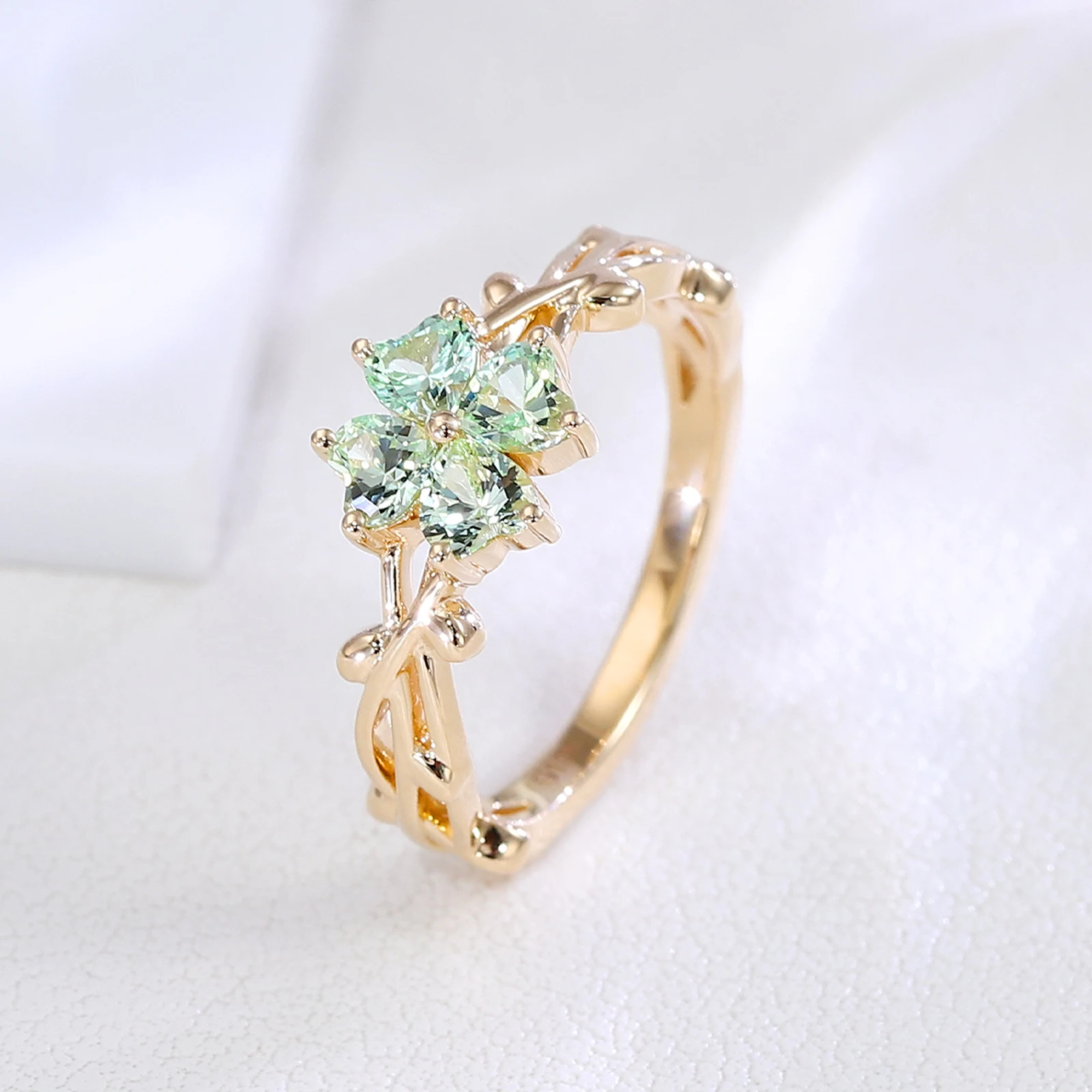 

Provence Trendy Ring 10K Solid Gold Lab gemstones vine Engagement ring Everyday jewelry Personalized Fine Valentine's Day Gifts