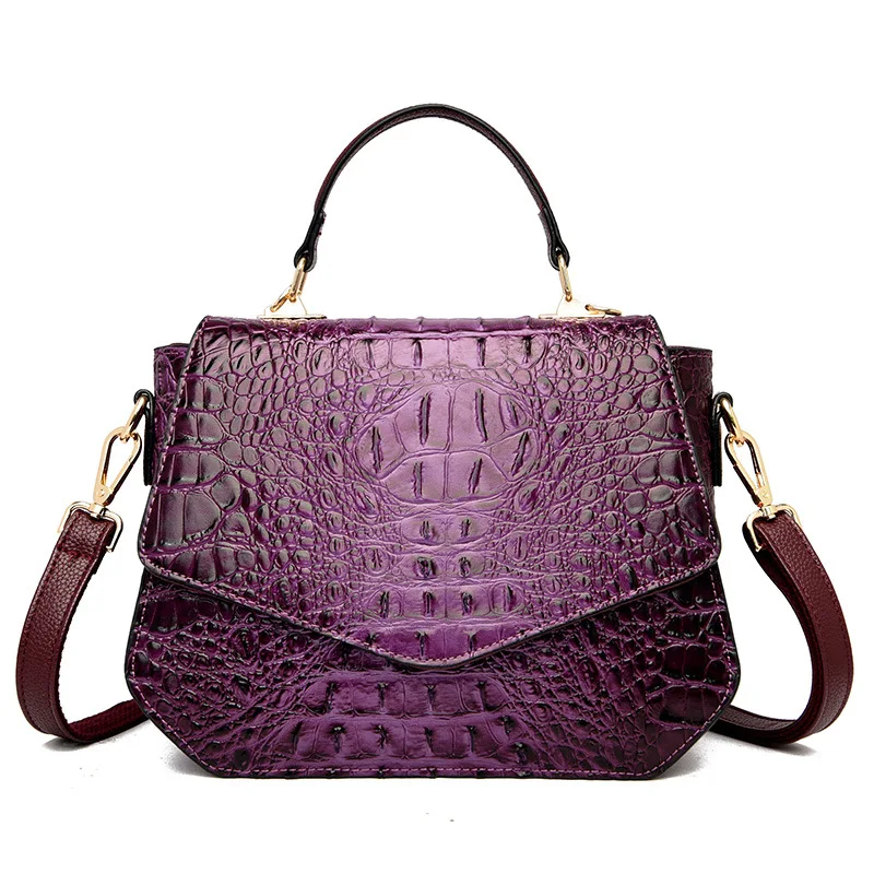 2023 New Women's European and American Vintage One Shoulder Handbag Crocodile Texture Crossbody Bag Fashion Bag