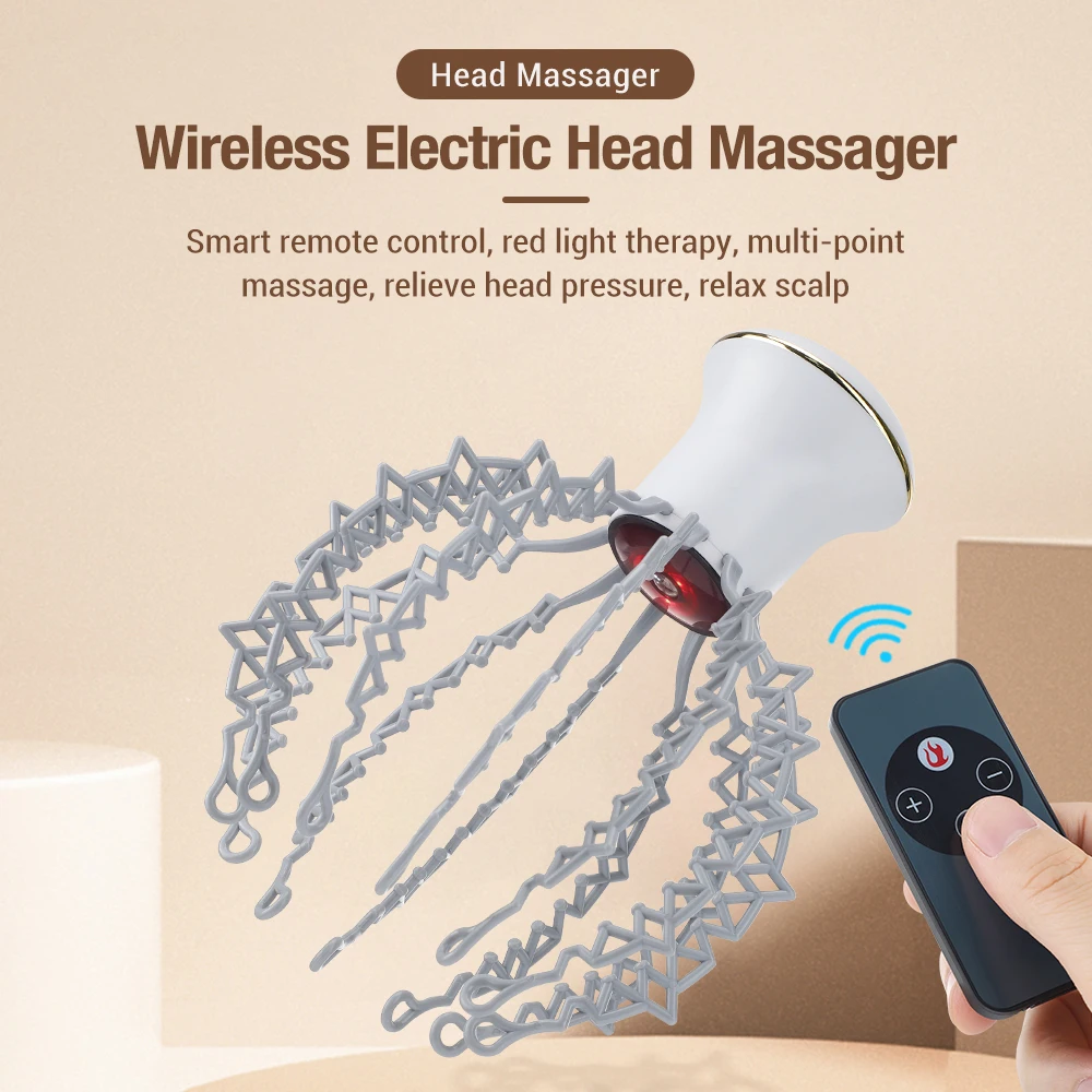 Electric Scalp Head Massager, Cordless 12-Claw Massage Machine, USB Rechargeable Head Relaxing Massager