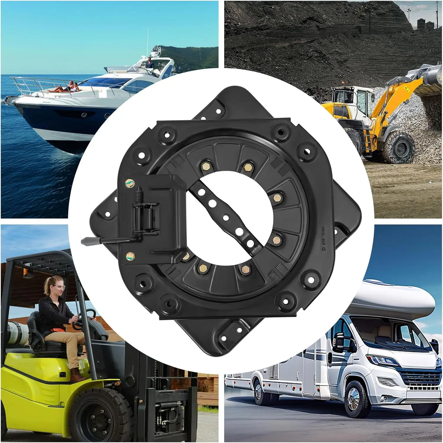 Alas Putar Kursi RV Universal - Permukaan Dipoles, Pegangan Dorong Ergonomis, Pemasangan Mudah dengan Banyak Lubang Pemasangan