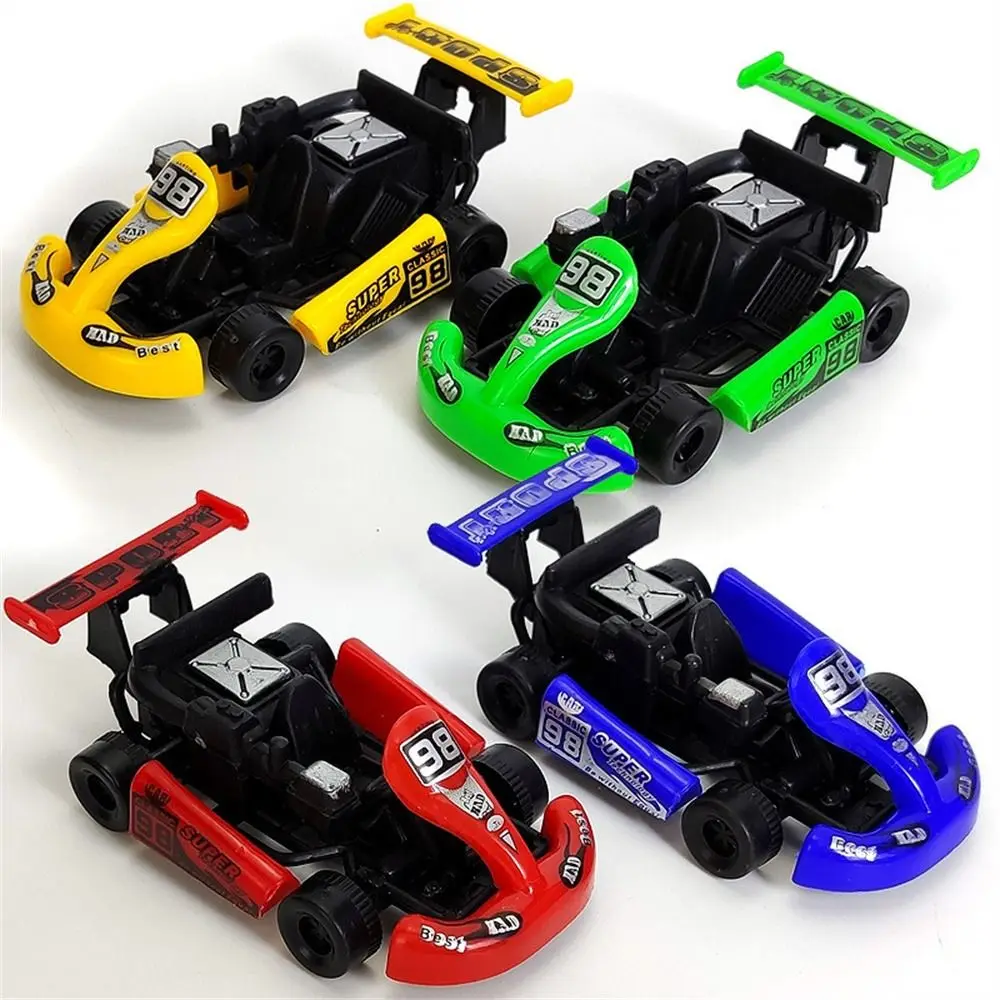 1pc Mini Plastic Car Toy Pull Back Colorful Cartoon Racing Model Kart Racing Car Children Educational Toy For Boys Random Color