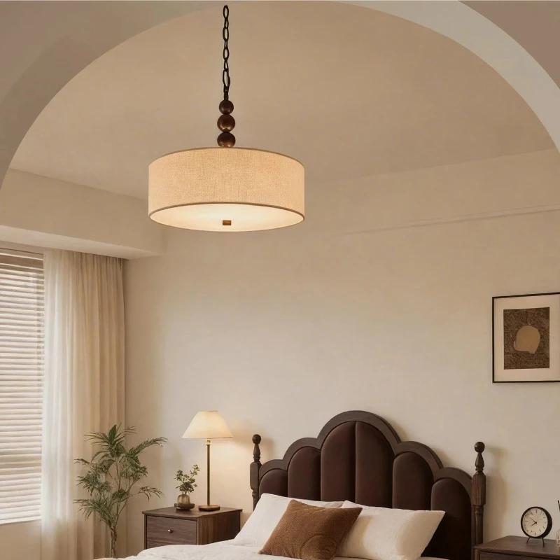 Japanese Wabi Sabi Fabric Pendant Lights Minimalist Linen Shade Bedroom Balcony Hallway Restaurant Teahouse Study Hanging Lamps view 3