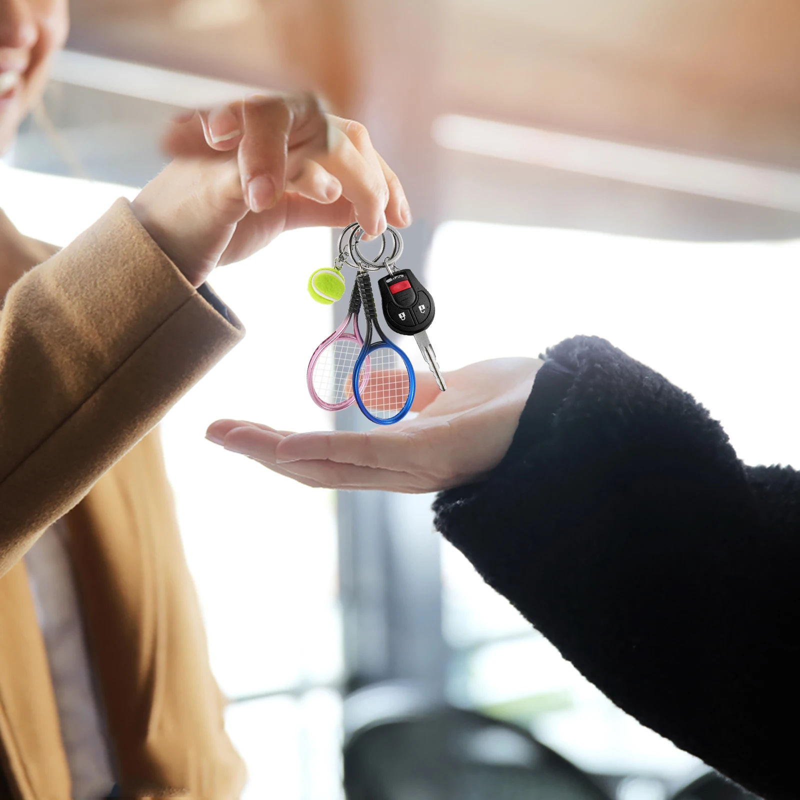 

Теннисный брелок, милые подвесные брелки, креативный, нежный, декоративный, очаровательный кулон, мини-ракетка и мяч, изысканный