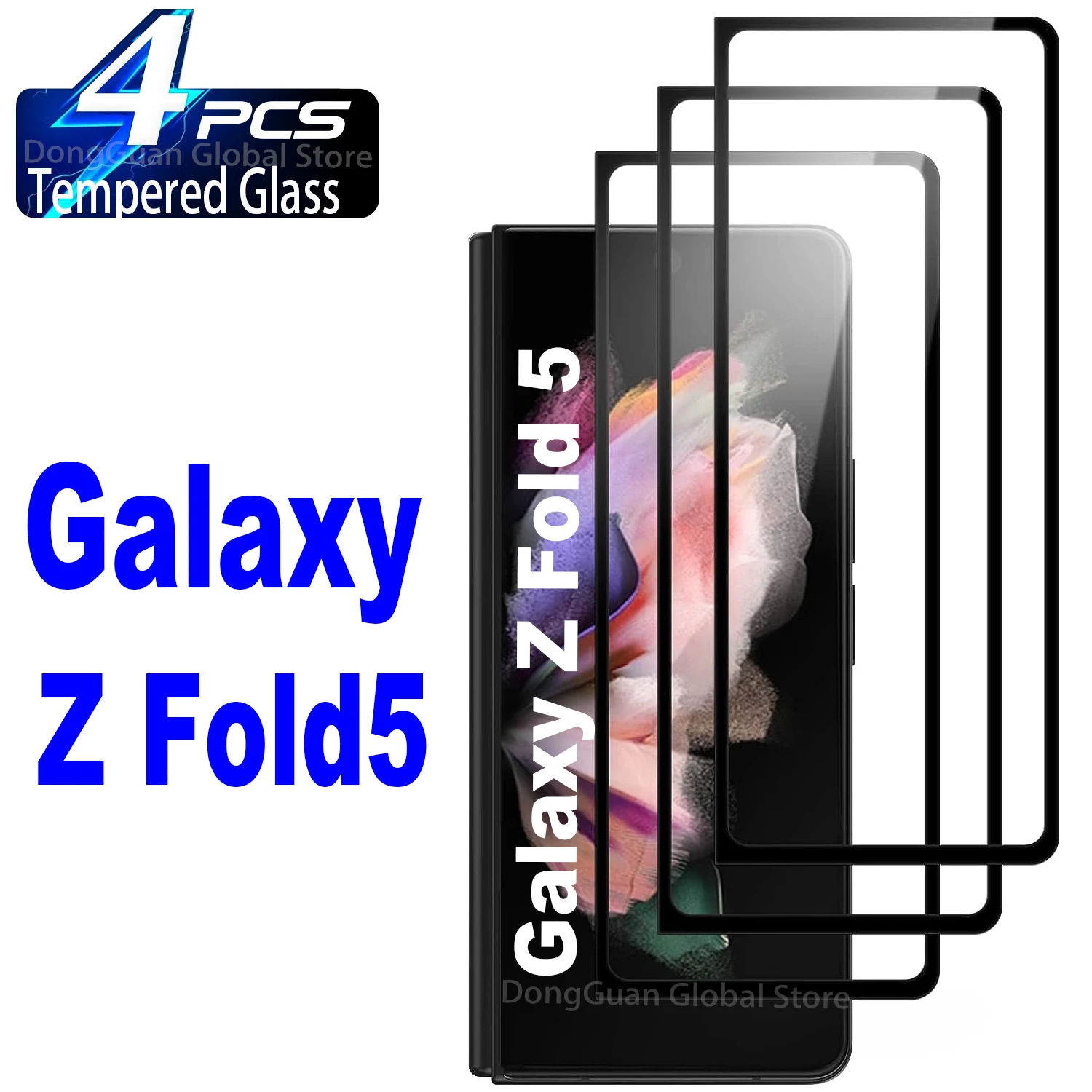 9H Tempered Glass Film For Samsung Galaxy Z Fold 5 4 2/4Pcs HD Black Screen Protector Glass