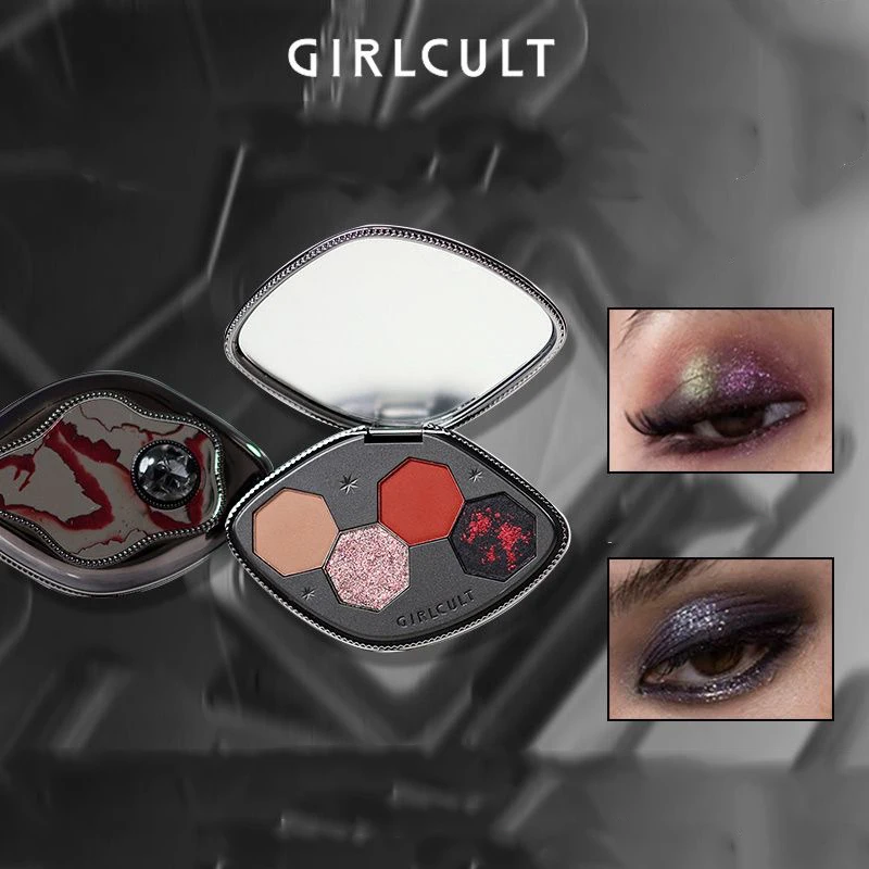 Girlcult Set trucco Fard in polvere Crema Rossetto opaco Rossetto glitter Ombretto Vieni con borsa Kit tutto in uno