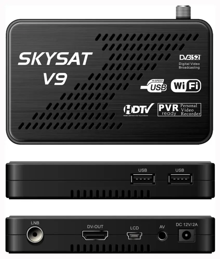Высококачественный спутниковый ресивер SKYSAT V9 Digital 1080P Full HD DVB-S2 MPEG4 3G ключ для разделения сети Высококачественный спутниковый ресивер SKYSAT V9 Digital 1080P Full HD DVB-S2 MPEG4 3G ключ для разделения сети