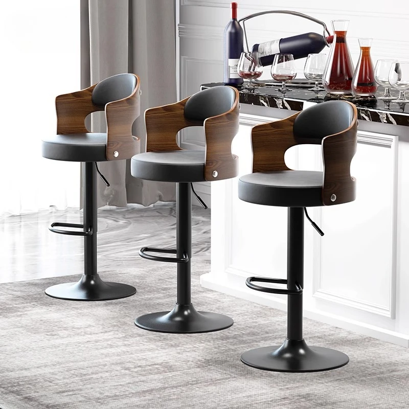

Nordic Style Luxury Office Chairs Bar Chair Lifting Solid Wood Backrest High Stool Cashier Reception Furniture Island Chair