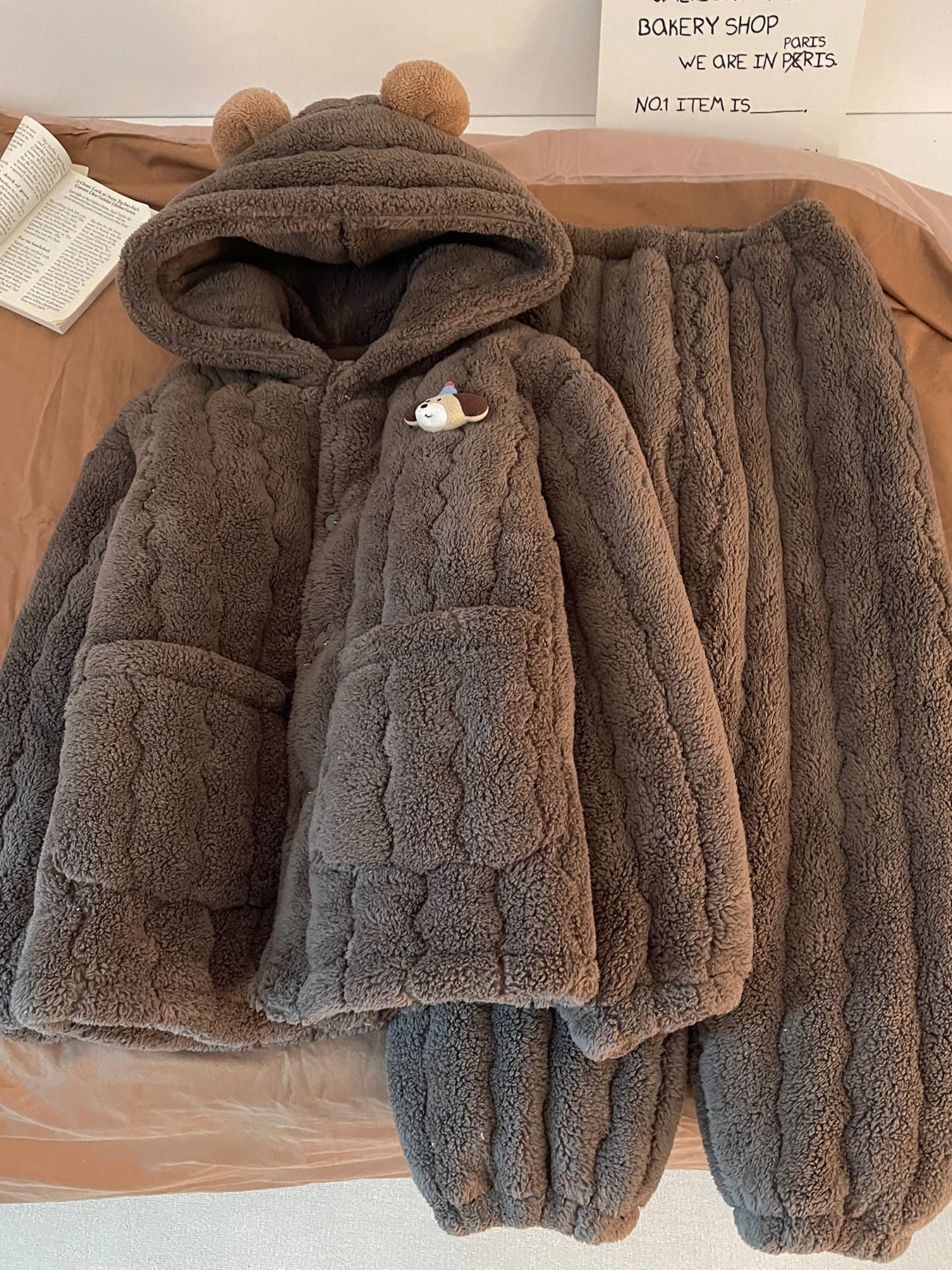 thiened-fce-pajamas-men's-tee-layer-coral-velvet-cotton-filled-hooded-home-clothes-set-warm-winter-spwear-casual-sle