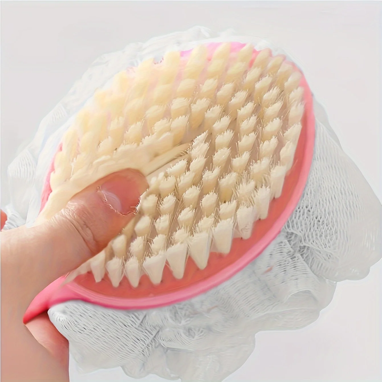 

Long Handle Body Exfoliator: Soft Scrubber, 2-in-1 Exfoliating & Massaging, Bathroom Tool