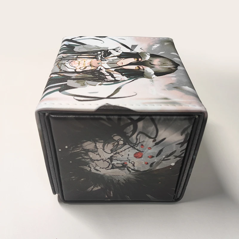 Kaartdoos Zwart-witte Vleugels Albedo Draagbare Collectie Kaart Opbergdoos Diy Actie Speelgoedfiguren Anime Spel Cadeaus voor Vrienden