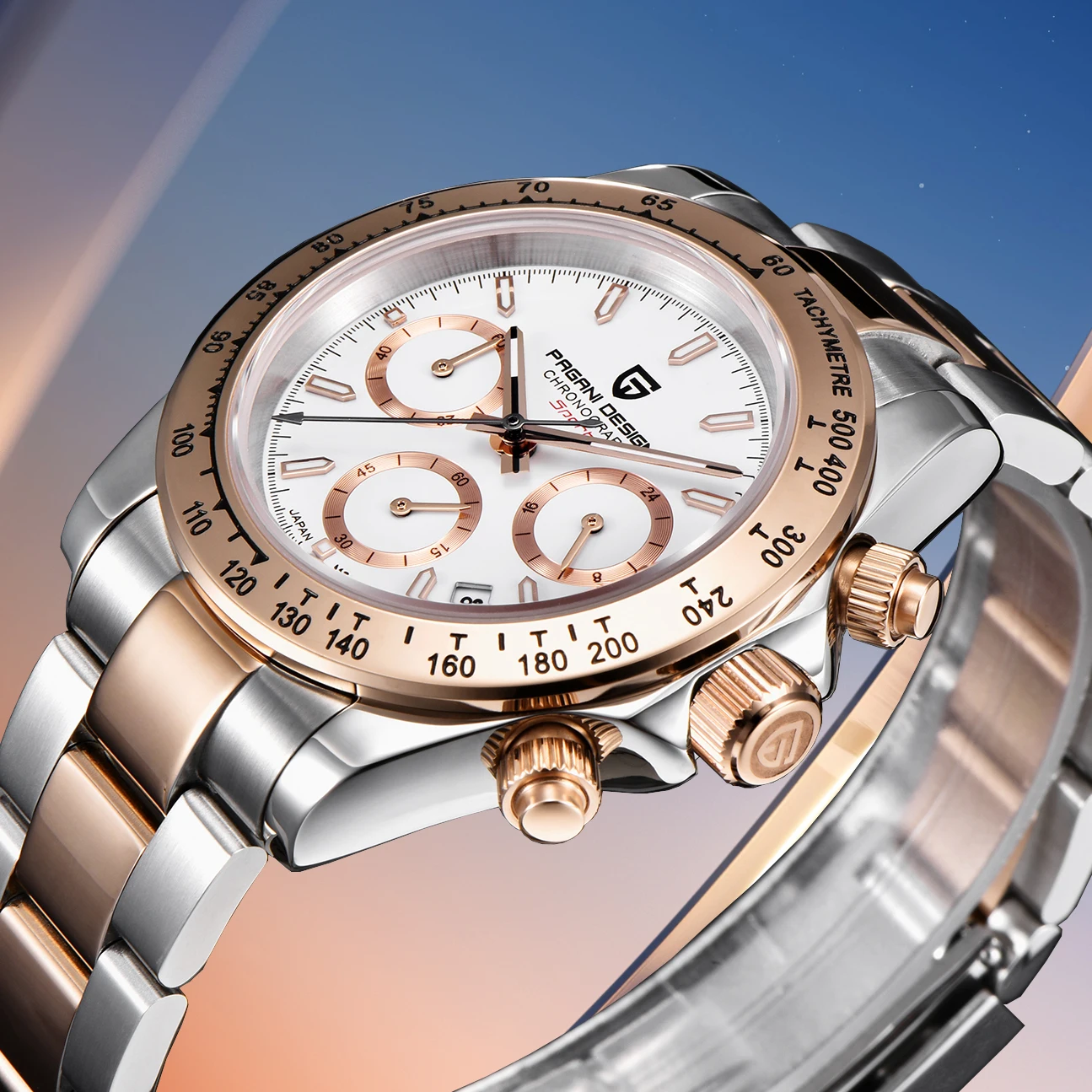 PAGANI DESIGN 2026 New Gold Luxury Quartz Watch Men Sport Chronograph Automatic Date Stainless steel Waterproof Wrist watch