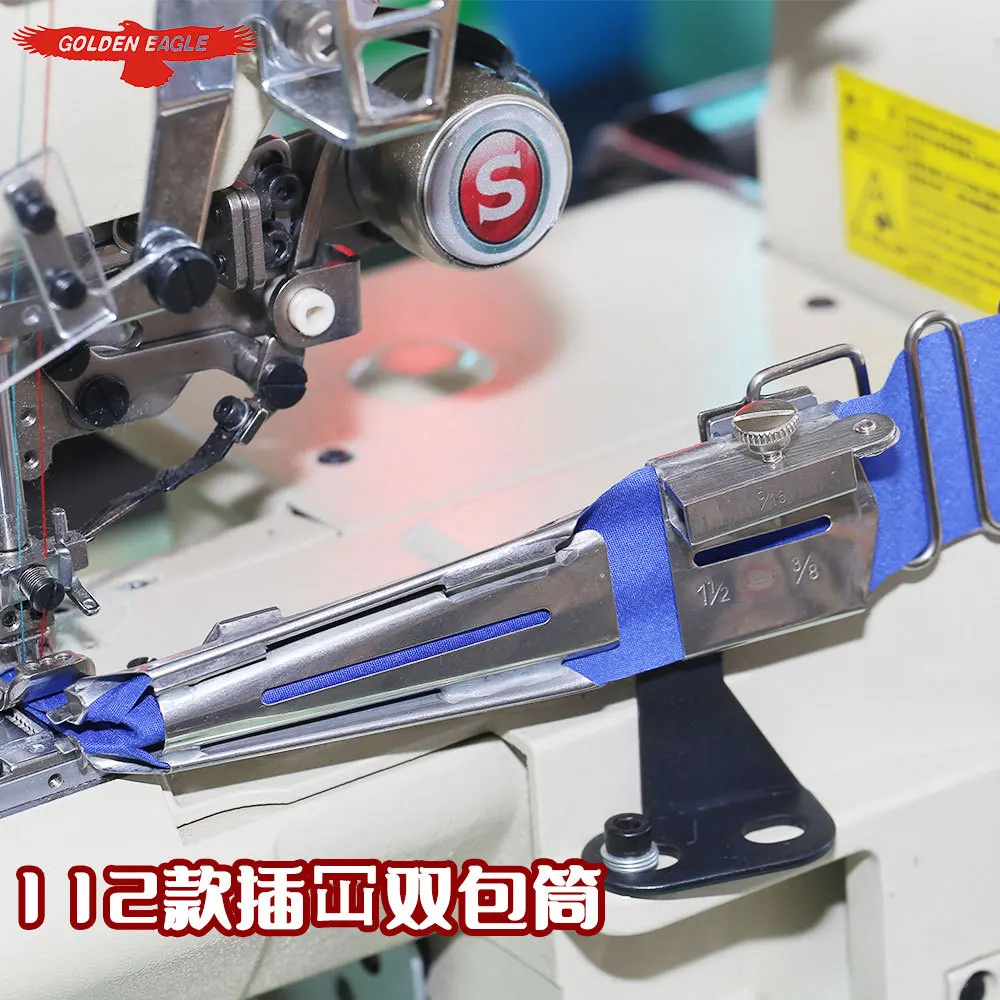 111 112 right angled edging tube tension sewing machine with a hemlock insertion hemlock and a rubber band single fold