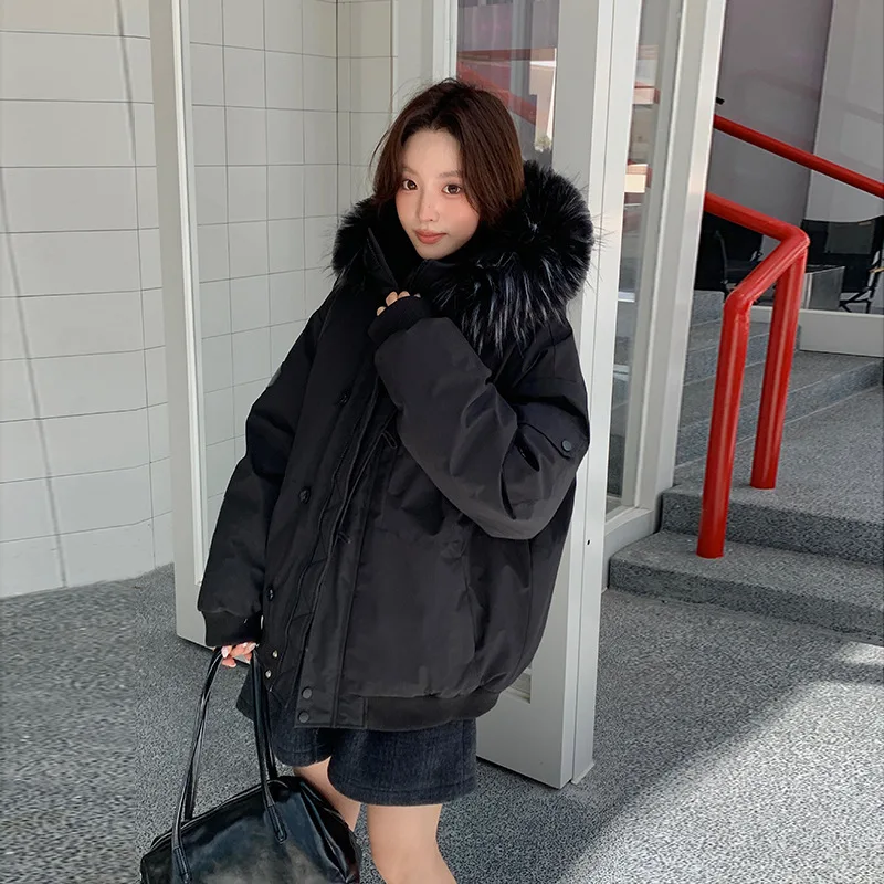 Cotton padded women's 2025 winter new loose fitting cotton jacket for students, warm bread jacket, cotton coat jacket jacket