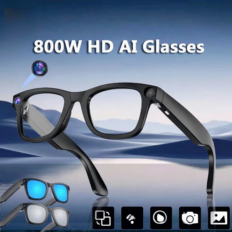 

4K HD 800W Smart Glasses Bluetooth AI Camera Waterproof Video Photo Translation