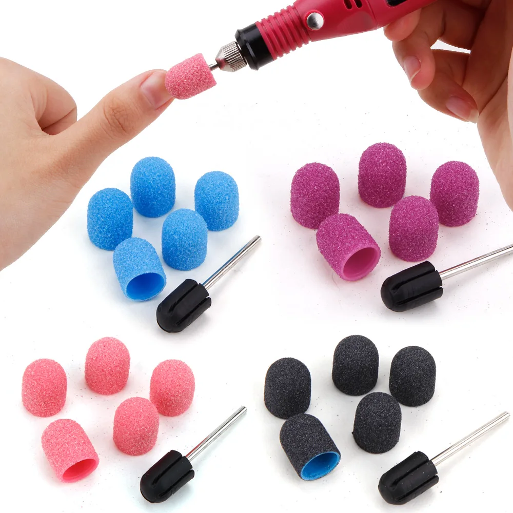 

10Pcs Pedicure Caps Nail Drill Heads Sanding Cap Nozzles Manicure Milling Cutters Nails Sander Bits Polish Drilling Accessories