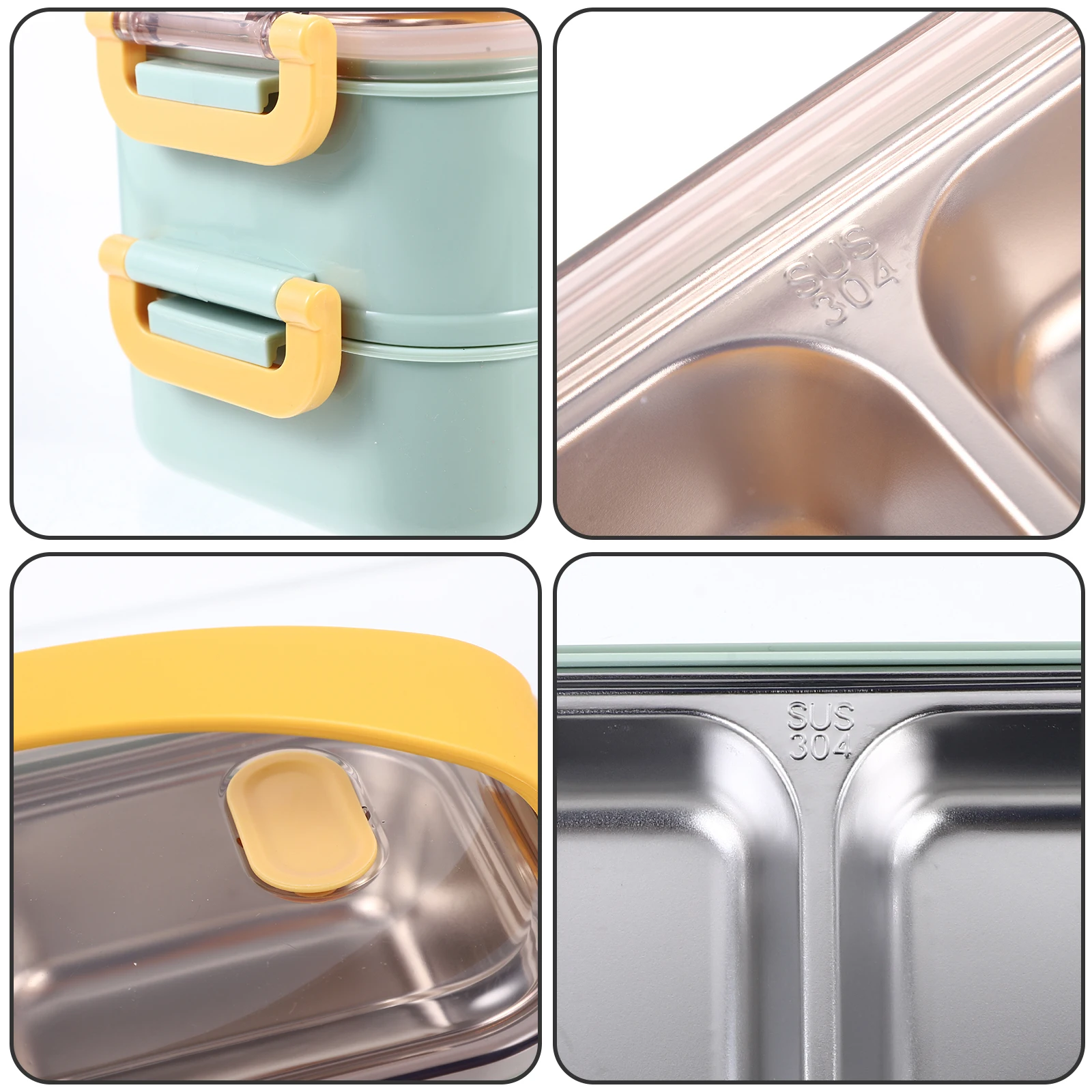 

304 Stainless Steel Lunch Box 1600ML Double Layer Leakproof Thermal Insulation Food Container Great Capacity Kitchen Bar