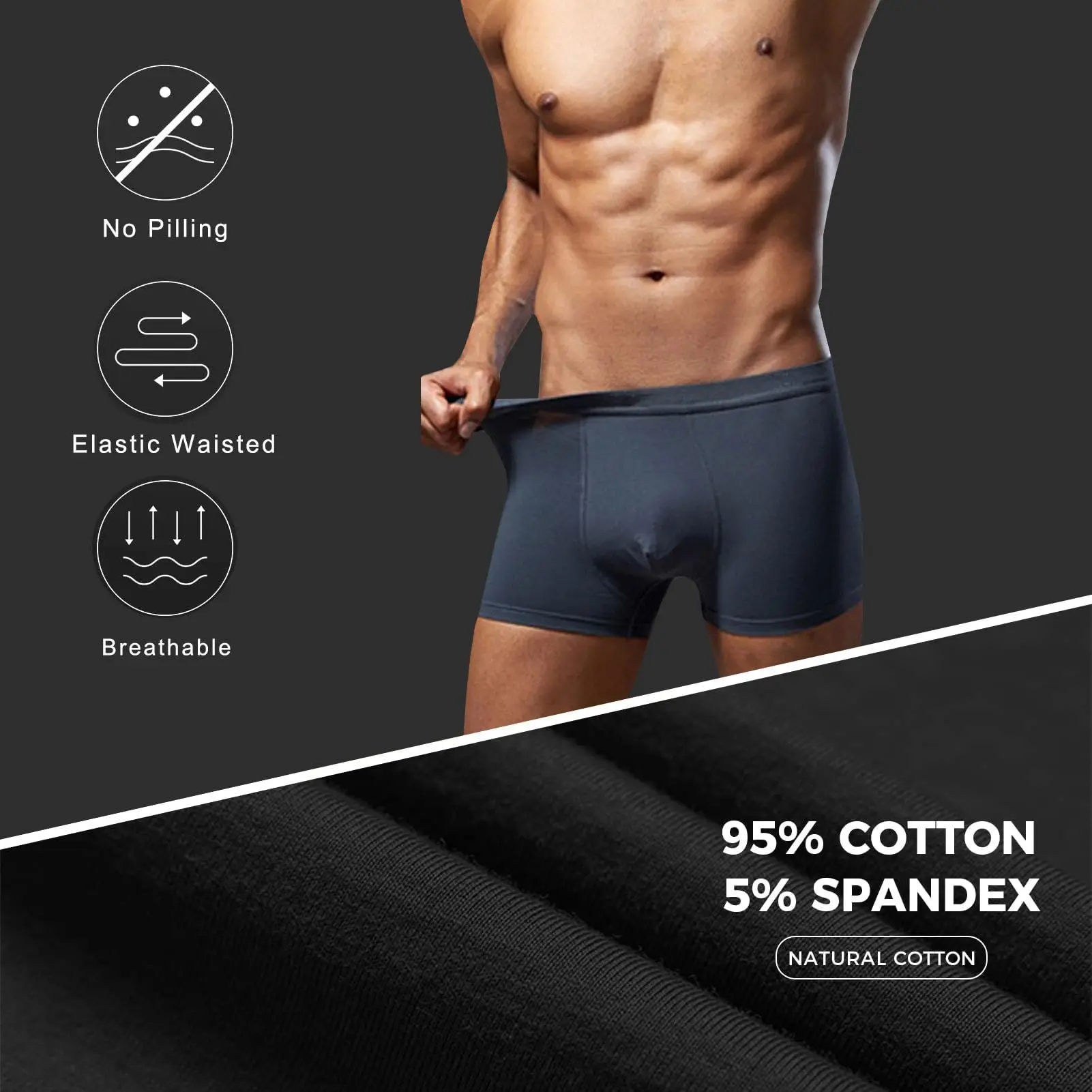 

Набор из 6 мужских трусов-боксеров: хлопковые, дышащие, ультрамягкие, предотвращающие натирание, размеры M-XL