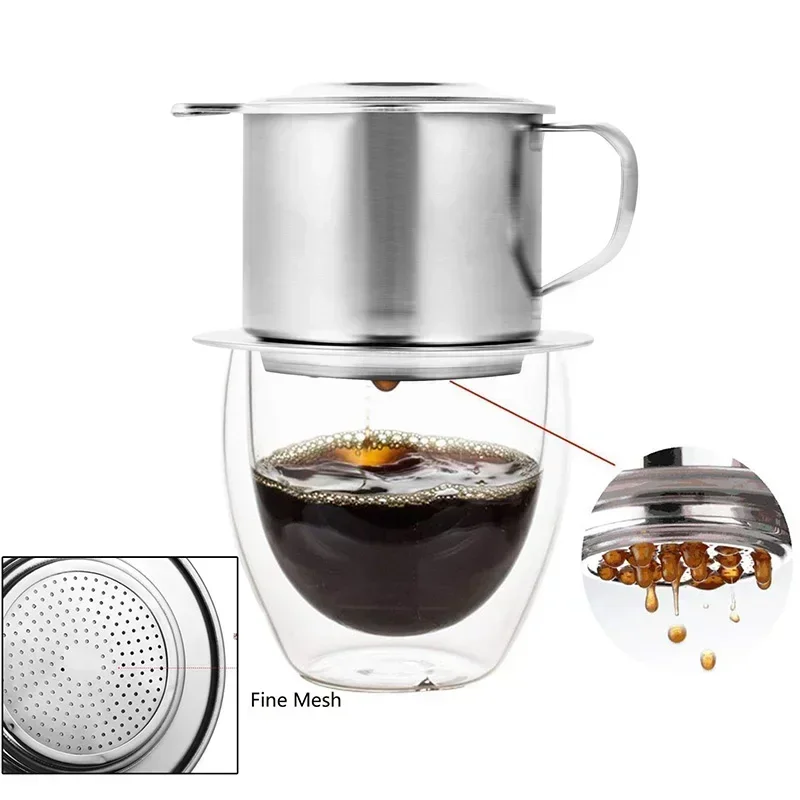 Vietnamese Coffee Filter Stainless Steel Vietnamese Style Coffee Dripper Maker Pot Infuse Cup Portable Coffee Drip Filter