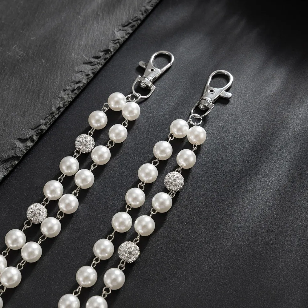 Fashion Double Layer Pants Chain Hip Hop Imitation Pearl Trouser Jeans Chain Gift Beads Pants Chain Men