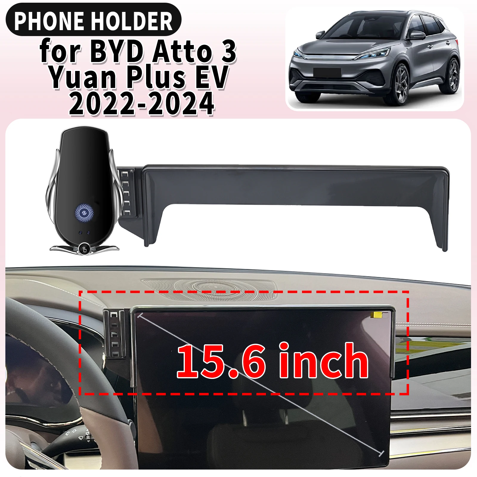 

for BYD Atto 3 Yuan Plus EV 2022-2024 15.6inch Screen Base Mount Phone Holder Dedicated Clip-On Navigation Bracket accessoires