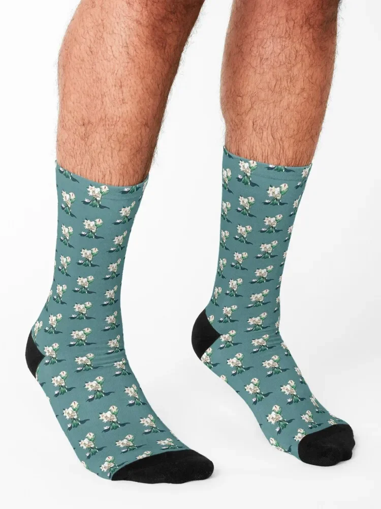 Biscuit au lys blanc! Cookie Run Kingdom-Chaussettes longues transparentes pour hommes et femmes, chaussettes de tennis de luxe