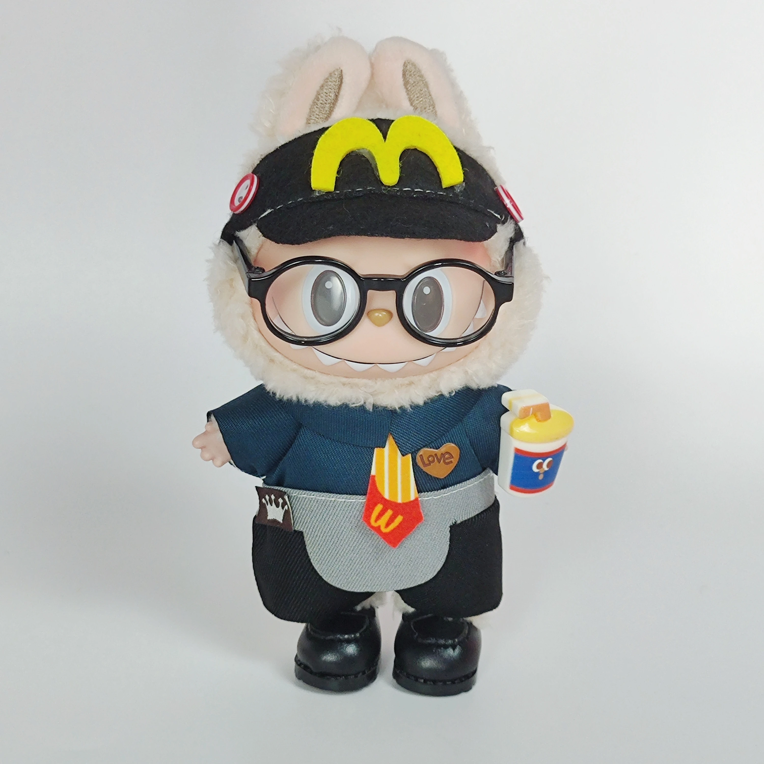 17 سنتيمتر Labubu أفخم دمية الفينيل صندوق أعمى معلقة سحر-مجموعة أزياء النادل للتغيير