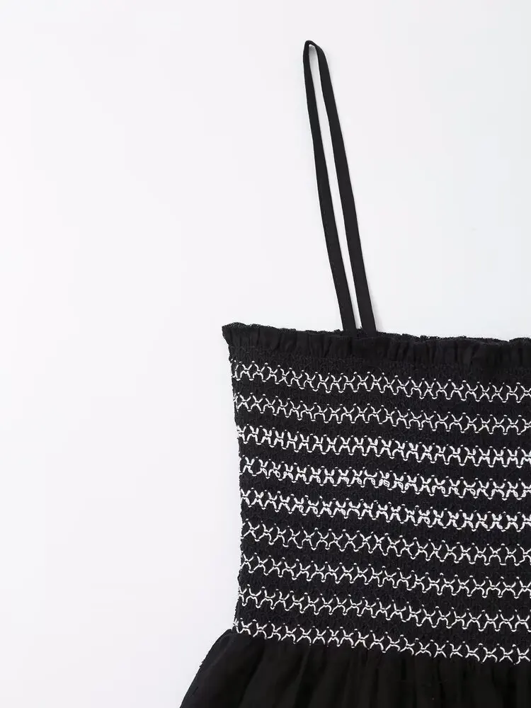 ฤดูร้อนใหม่เสื้อผ้าสตรียุโรปและอเมริกาสไตล์แฟชั่นปักชุดยาวแขวน