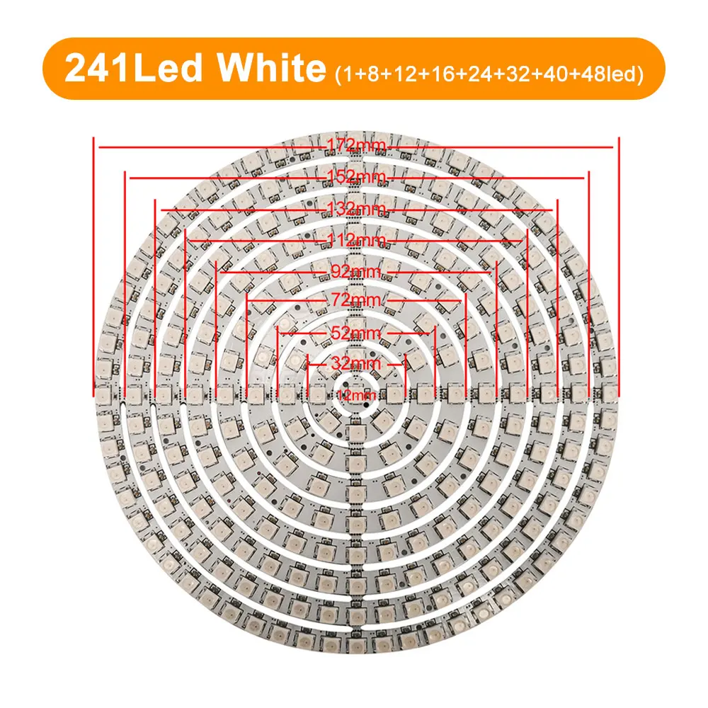 Ws2812b ws2812 rgb ic 5050 conduziu o anel claro, cor cheia, diy, módulo individualmente endereçável do círculo, ws2812, cor branca e preta