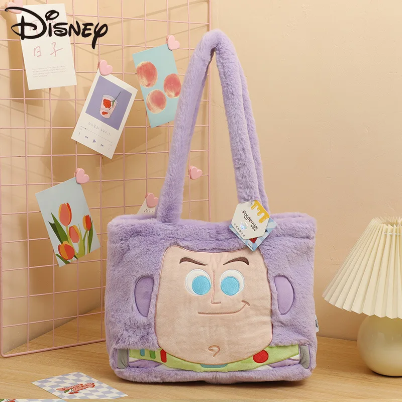 Disney-Bolso de felpa de gran capacidad para mujer, bolso de mano de dibujos animados, informal, versátil, a la moda, novedad