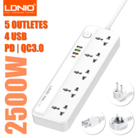 LDNIO Multi Tap Universal Plug EU US UK Outlet Power Strip with 2m Extension Cord AC Type C USB Port Charge Electrical Socket