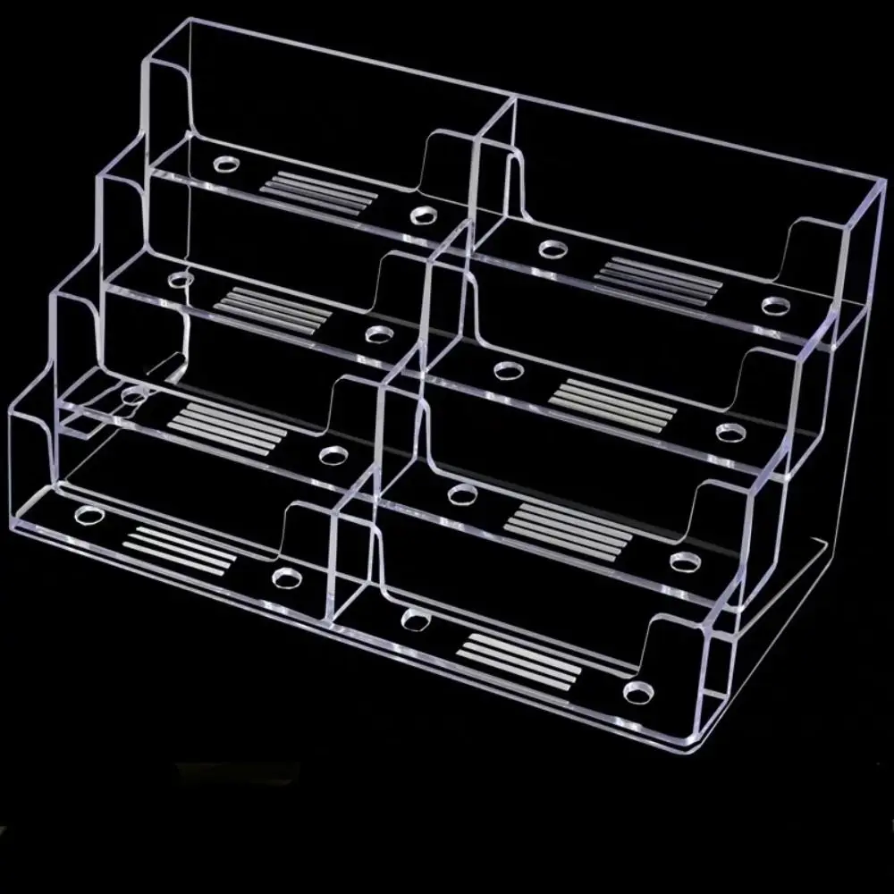 Transparent Business Card Box 4 Layers 8 Grids Name Card Display Stand Display Holder Multi-Layer Business Card Storage Box