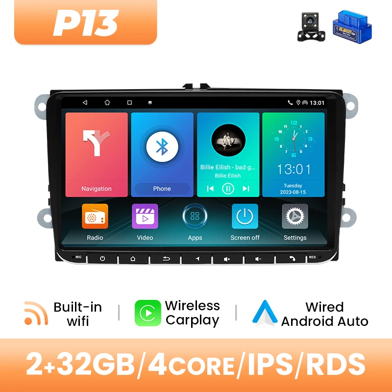 Draadloze Carplay Android Auto Autoradio Voor Volkswagen VW Passat B6 B7 CC Tiguan Touran GOLF POLO Multimedia GPS 2Din Autoradio
