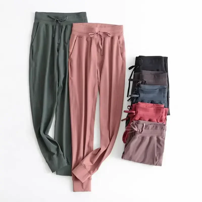 Pantalon de yoga taille haute pour femme, pantalon de sport décontracté, jogging d'entraînement, cordon élastique à quatre voies, vêtements de sport, citron