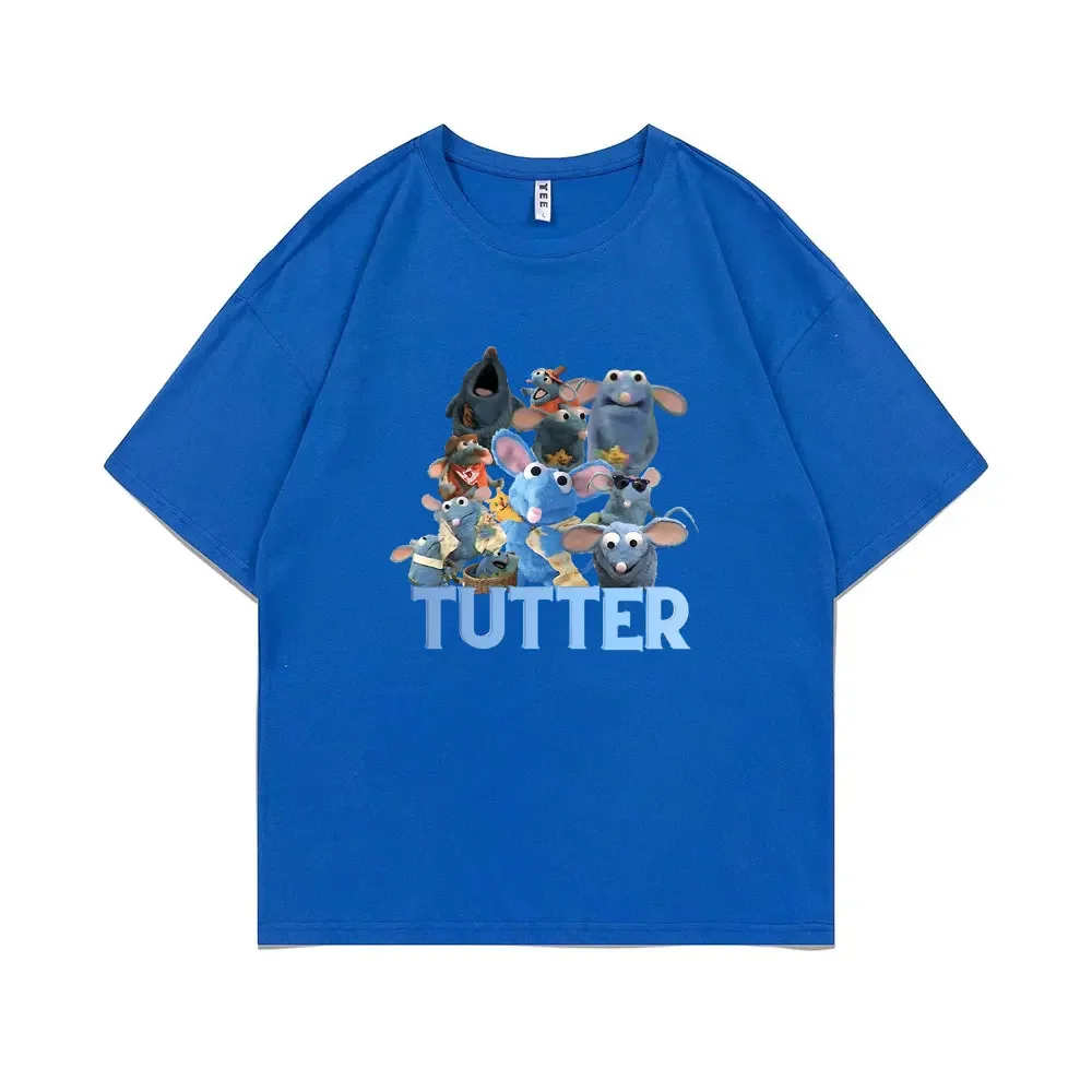 Men's High Quality Oversized Streetwear Tutter Rat Meme T-shirt Funny Mouse Print T Shirts Men summer Casual Pure Cotton funny