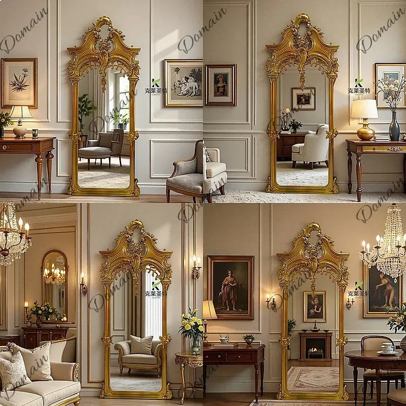 BJ Baroque Full Length Mirror Handmade French Vintage Floor Standing Dressing Mirror For Home