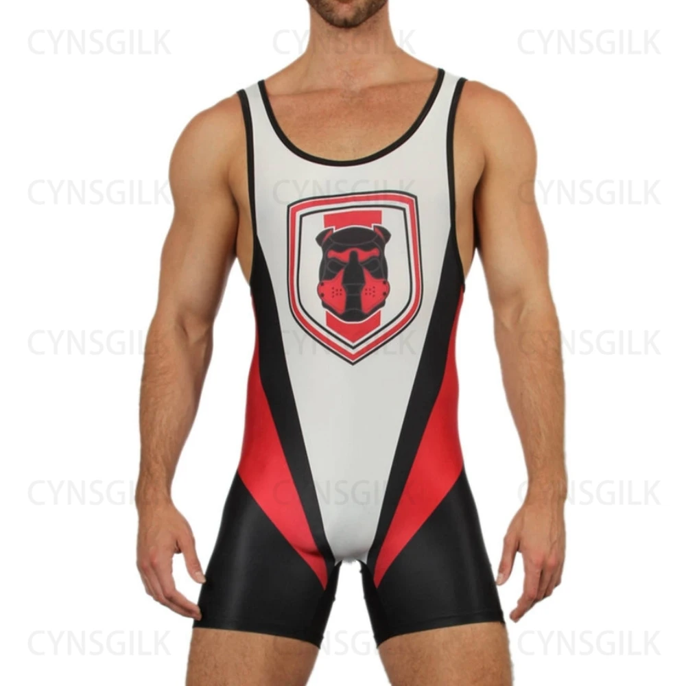 Wrestling Singlets Suit Men\'s One Piece PowerLifting Bodysuit Gym Sports Fitness Skinsuit Iron Sleeveless Weightlifting Clothes