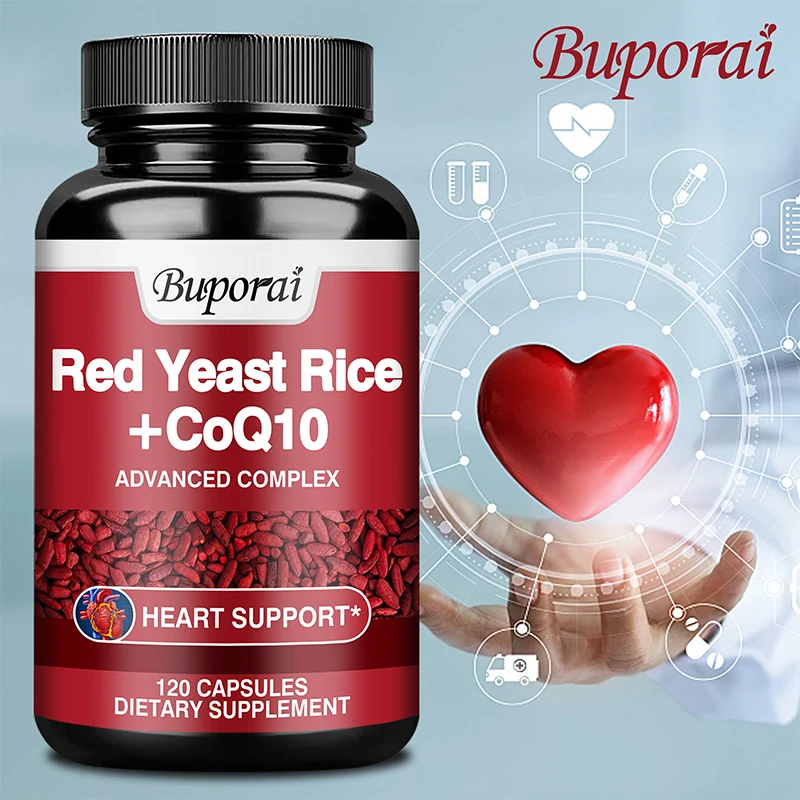 Red Yeast Rice with CoQ10 Supplement - Supports Heart Health, Brightens Skin, and Boosts Brain Health