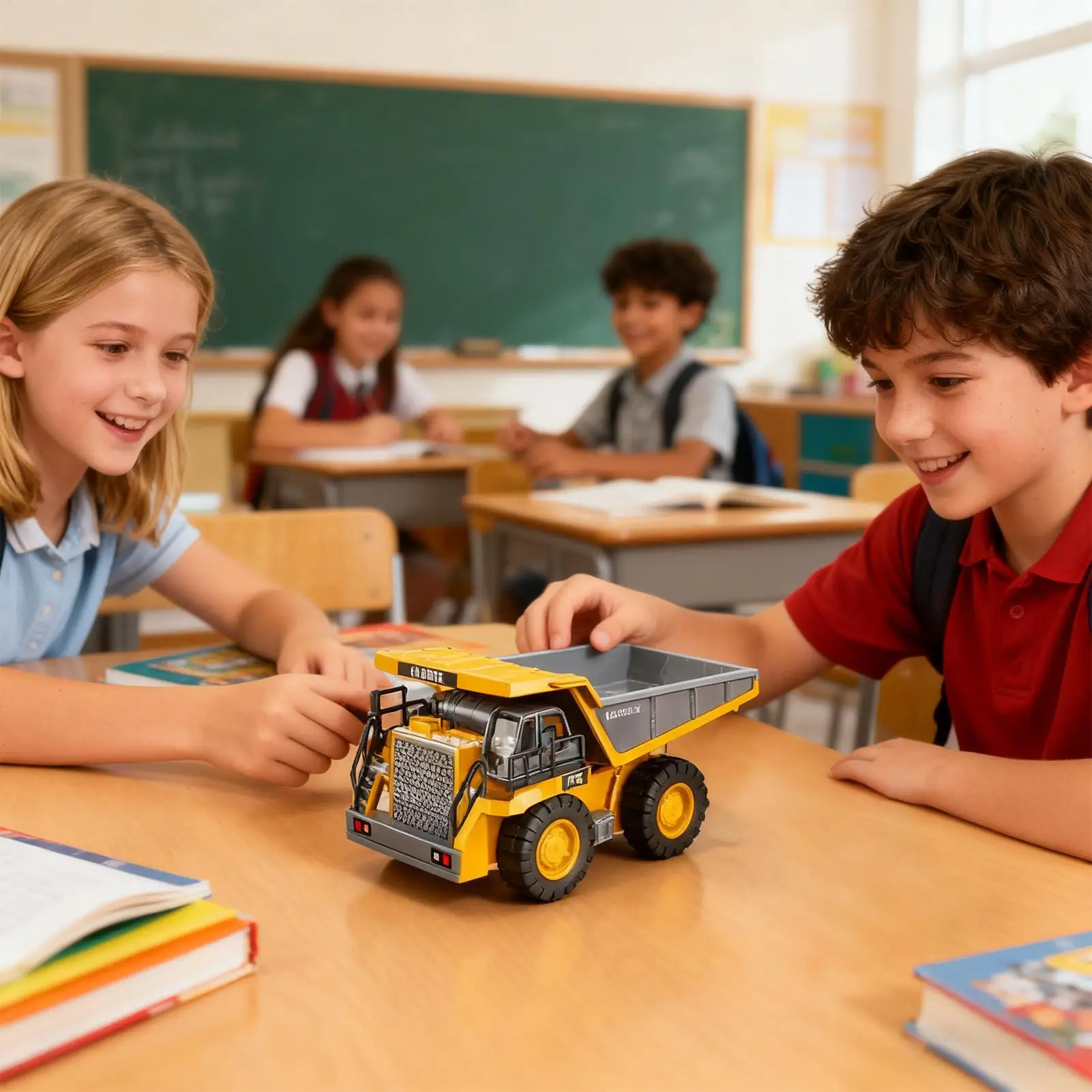 Veicolo da costruzione per camion elettrici per bambini con autocarro con cassone ribaltabile giocattolo con letto in metallo leggero e sonoro con batteria ricaricabile per età