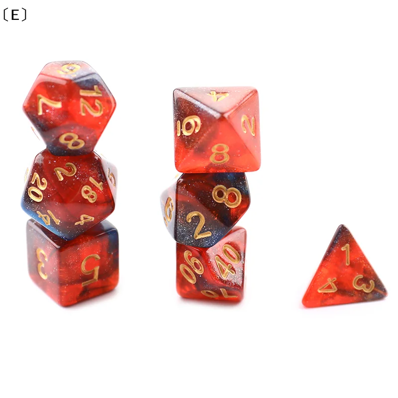 

Набор многогранных игральных костей Star Shine Glitter (D4, D6, D8, D10, D12, D20) для TRPG, DND, семейных и настольных игр, 7 шт. [Winter5]