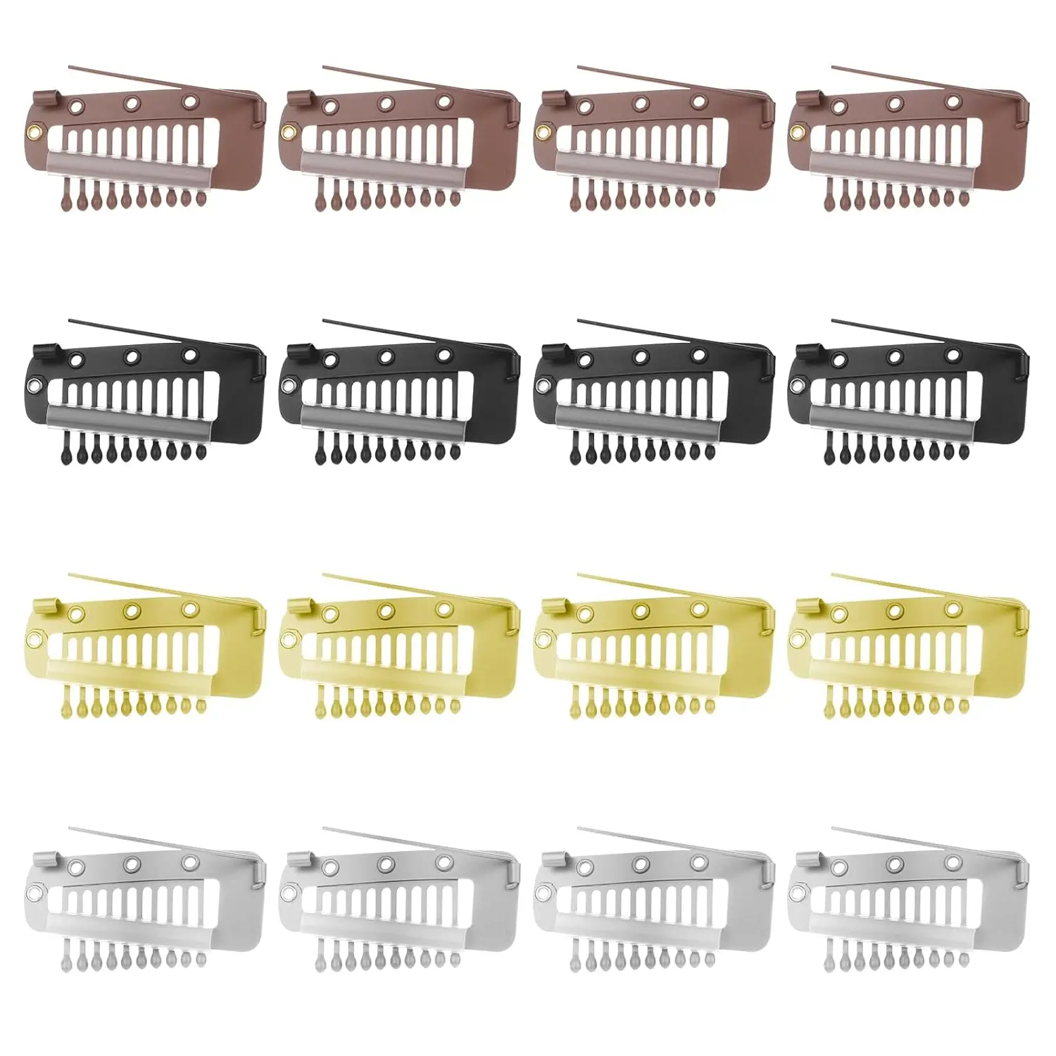 15pcs 10-Teeth Wig Clip swith Safety Pins to Secure Wig No Sew, Strong Hijab Pins Clip for Woman Veil Hair Extensions Hairpieces