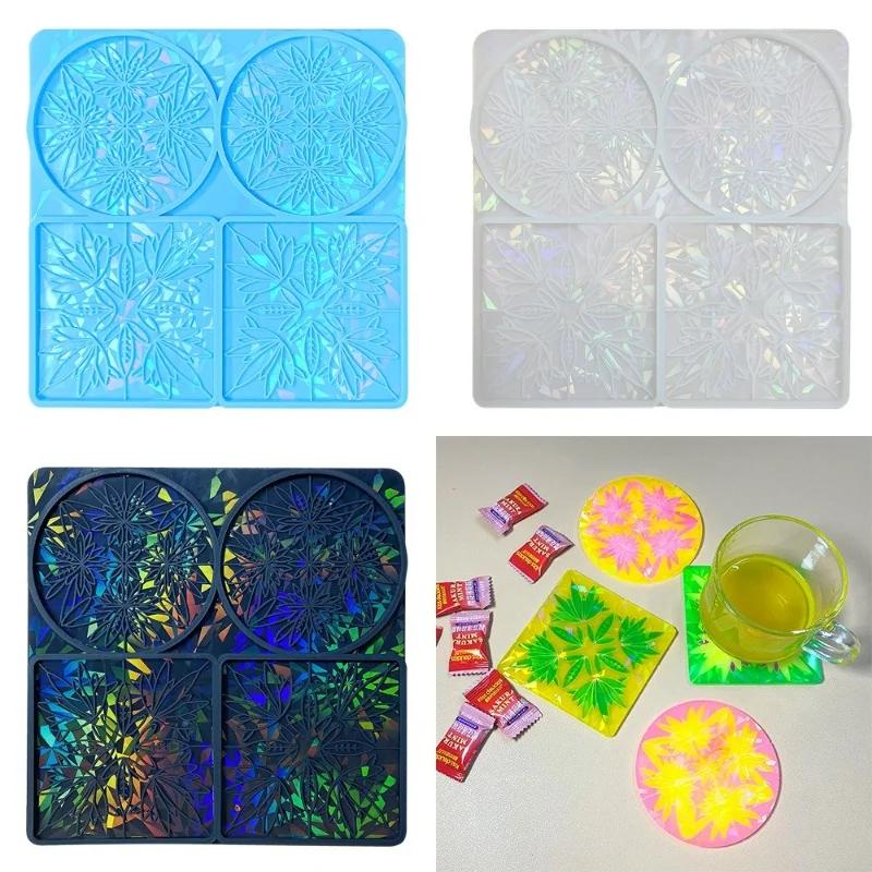 

Holographic Laser Flower Shaped Coaster Silicone Mold DIY Handmade Jewelry Tray Decoration Ornament Cake Baking Resin Mold Craft