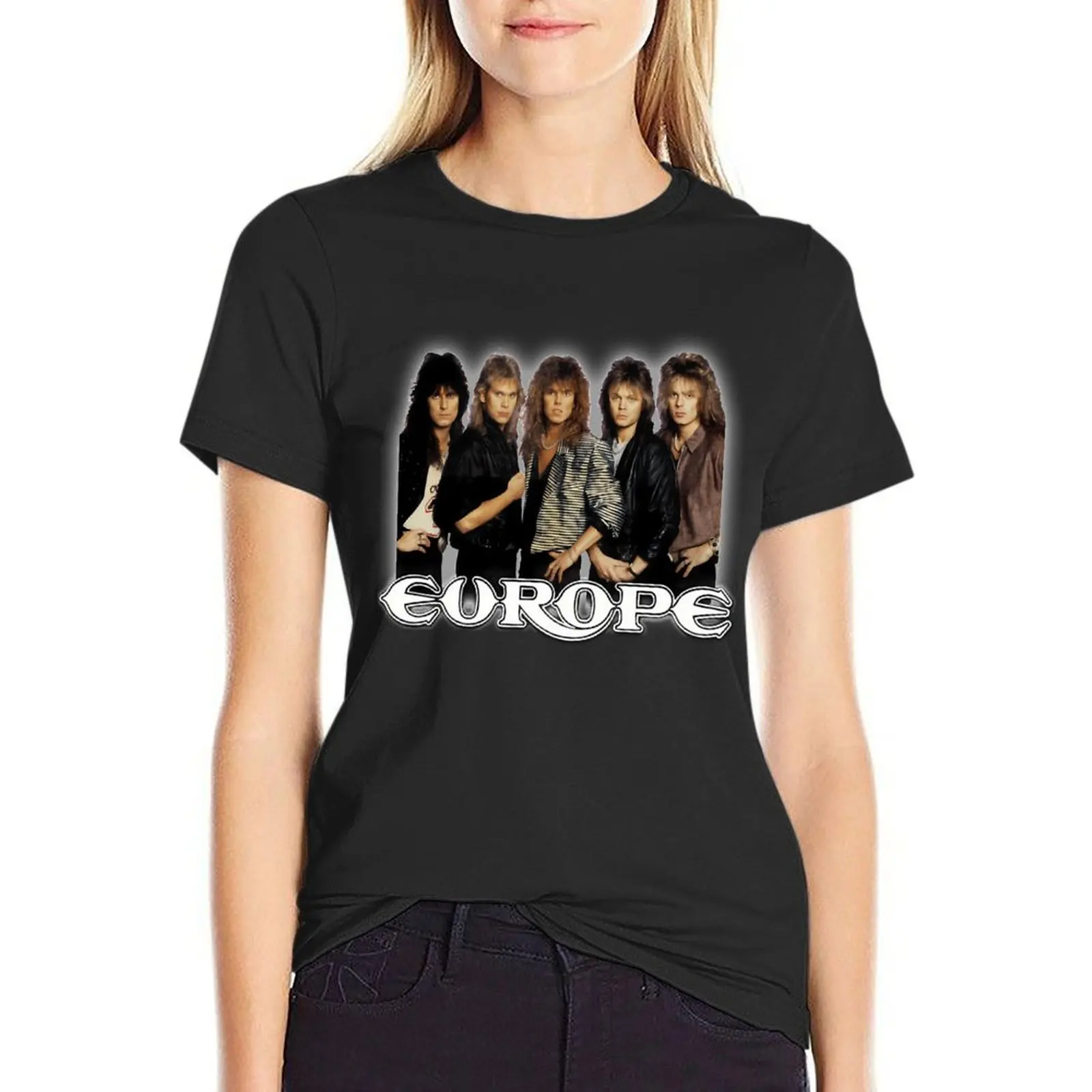 

europe band 80s 90s retro vintage gift for fans T-Shirt quick drying Blouse clothes for woman