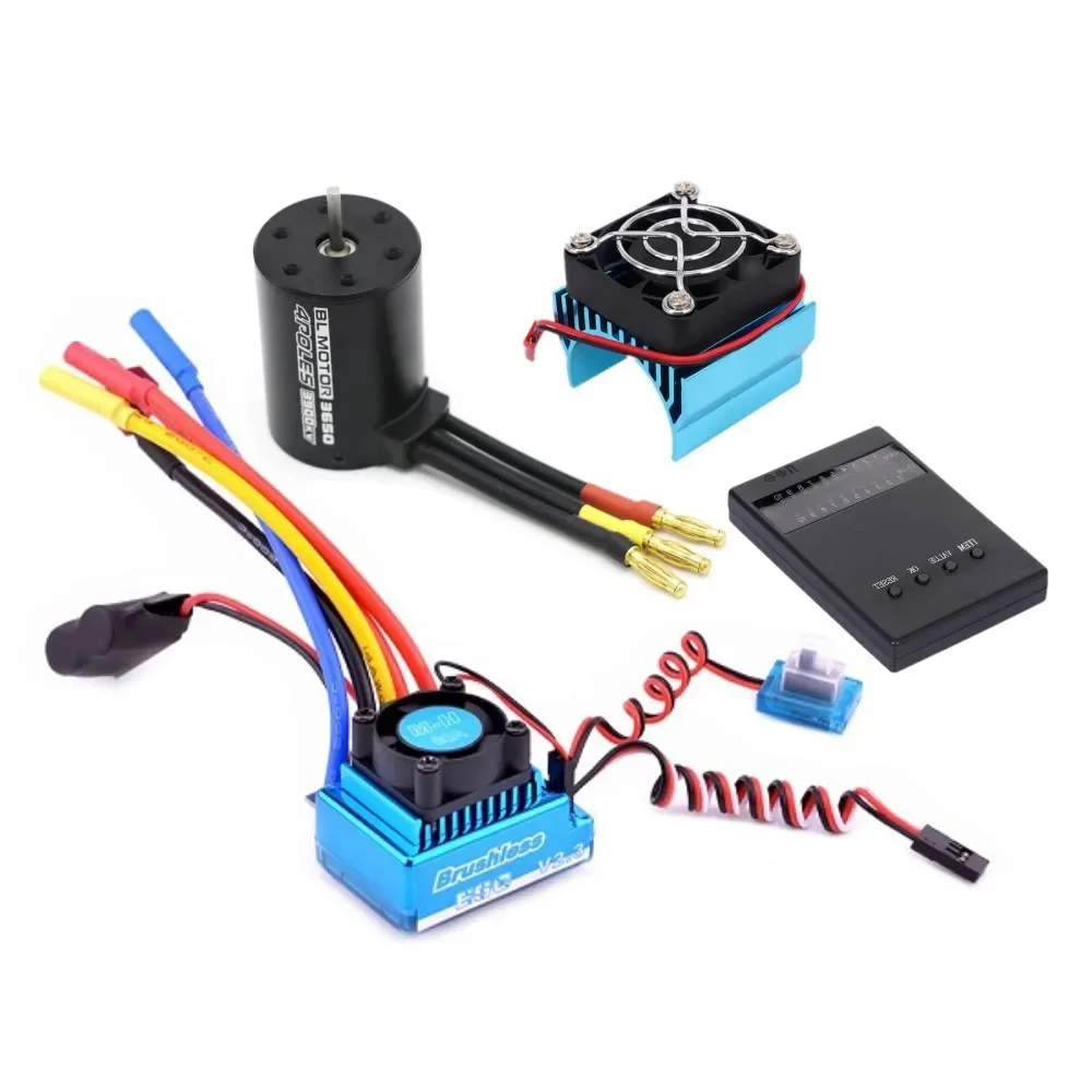 AvaCoreHSP RC Car Brushless Motor 3650 60A 120A ESC Programming Card Cooling Fan Kit For Remote Control Vehicle Accessories