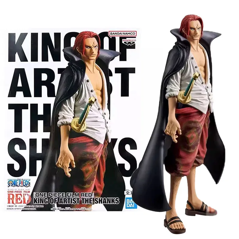 Bandai Original One Piece Anime Figure Film Red King of Artist The Shanks Action Figure Toys for Childrens Model Ornaments Gift