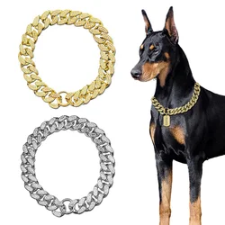 Collar de perro de Plásticos, cadena con incrustaciones de diamantes, Collar de Bulldog brillante, collares para gatos, accesorios para mascotas, perros pequeños, medianos y grandes, dorado