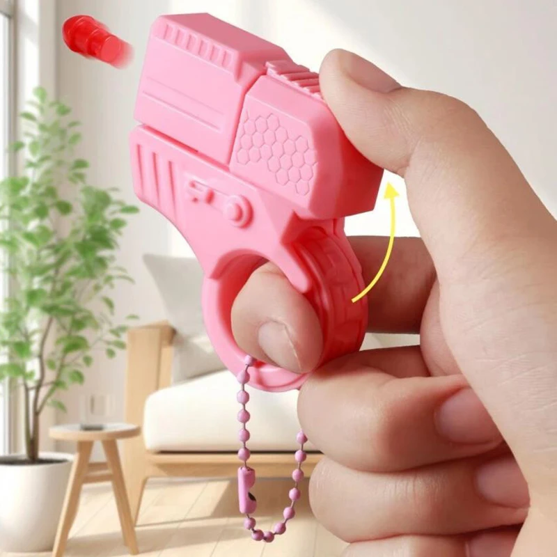 Anti Stress Relief Toys Gun Fidget Finger Ring Sensory Toys For Kids Mini Gun Shell Ejected Can Launch Decompression EDC Gift