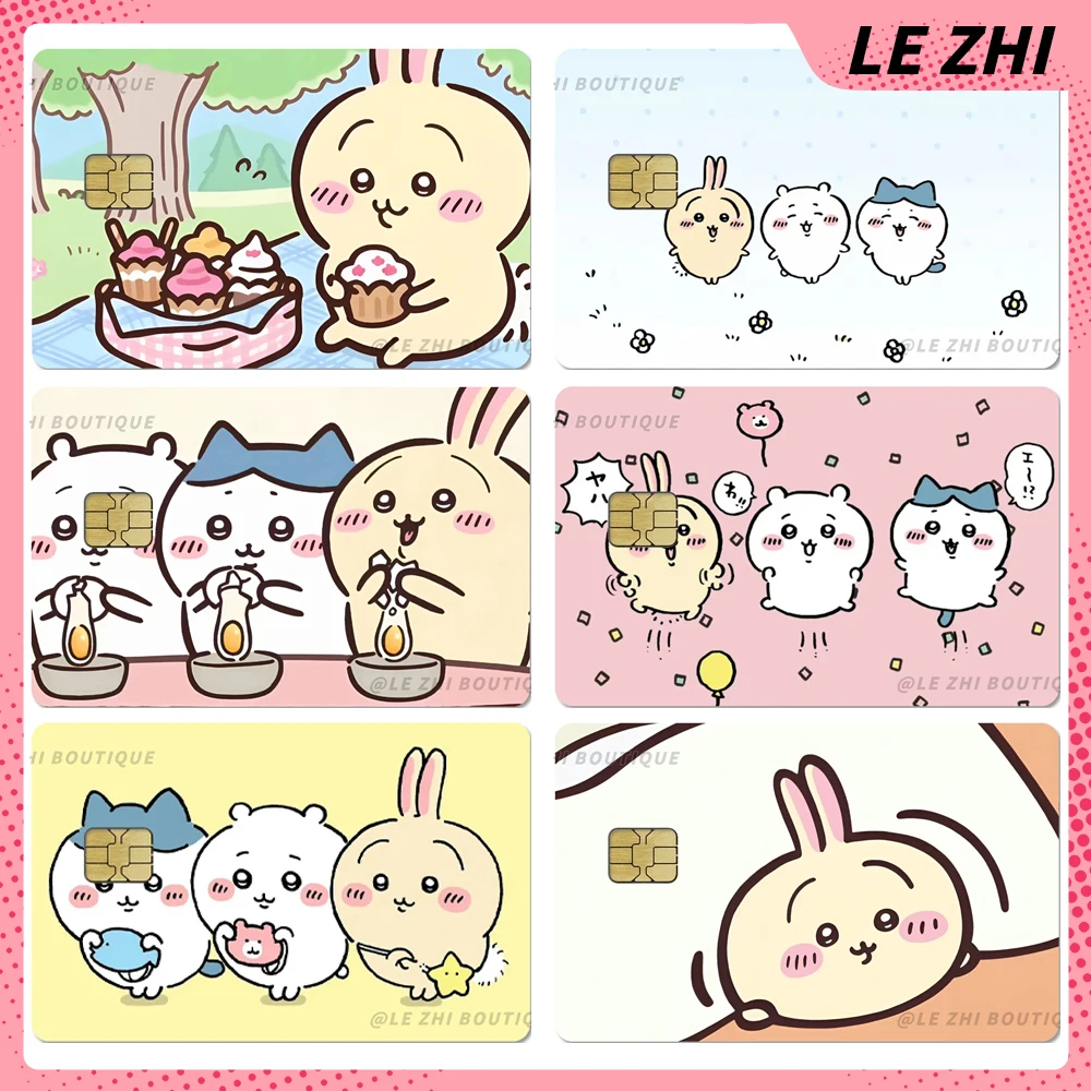 

Cute Cartoon Chiikawa Bank Card Credit Card Stickers Pvc Waterproof Removable Self-Adhesive Protective Film Small Chip Stickers