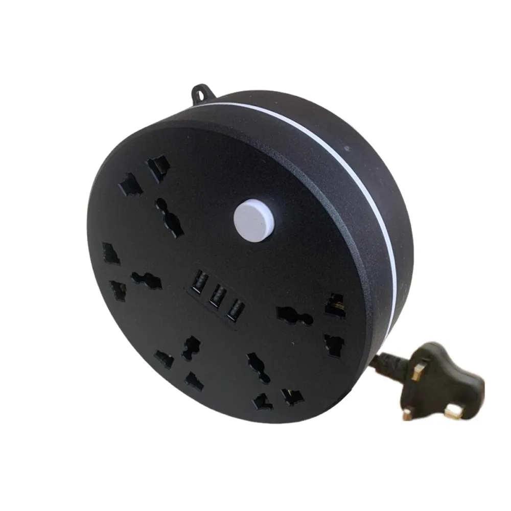 Circular Power Extension Board Flexibility 2M Retractable Power Cord Multi Outlet Power Strip Socket Multi Network Universal