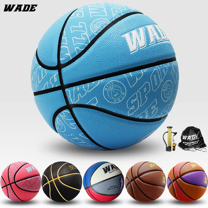 WADE Original 7# Adult Unisex Basketball Ball Soft PU Leather Basket Ball for Kids Indoor/outdoor Waterproof