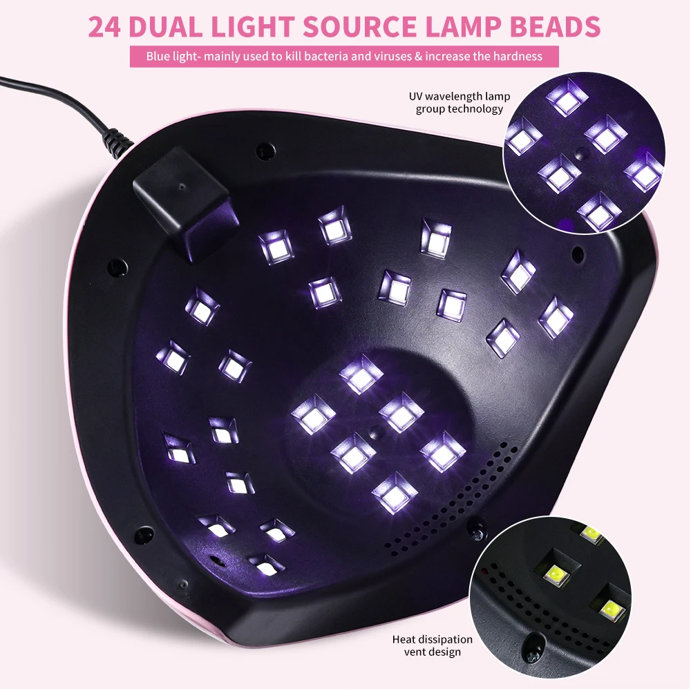 Nail UV Lamp 24LED Manicure Smart UV Light Dryer Machine for Quick Drying Nails Gel Polish Professional Salon Tool USB Plug